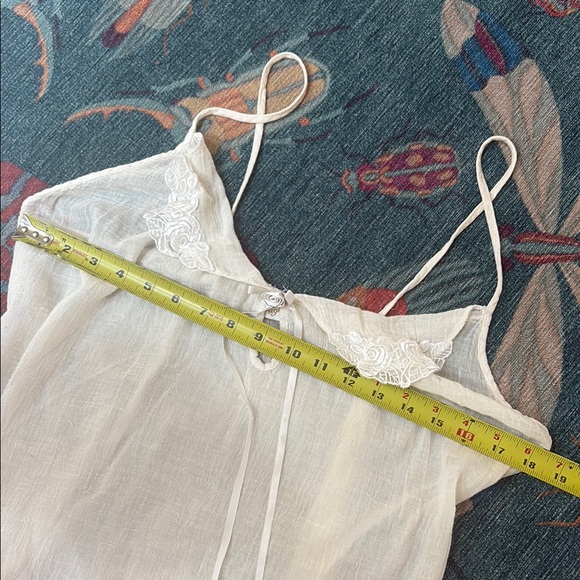 Vintage Cottagecore LA Nights White Cotton Gauze Lace Trim Slip Chemise S/M - Picture 6 of 6